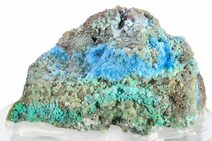 Vibrant Blue Cyanotrichite with Cubic Fluorite - China #277281